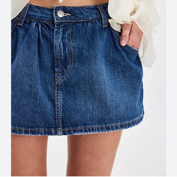 Free People We The Free Demi Denim Mini Skort Mood Ring Blue | 28 - Picture 2 of 9